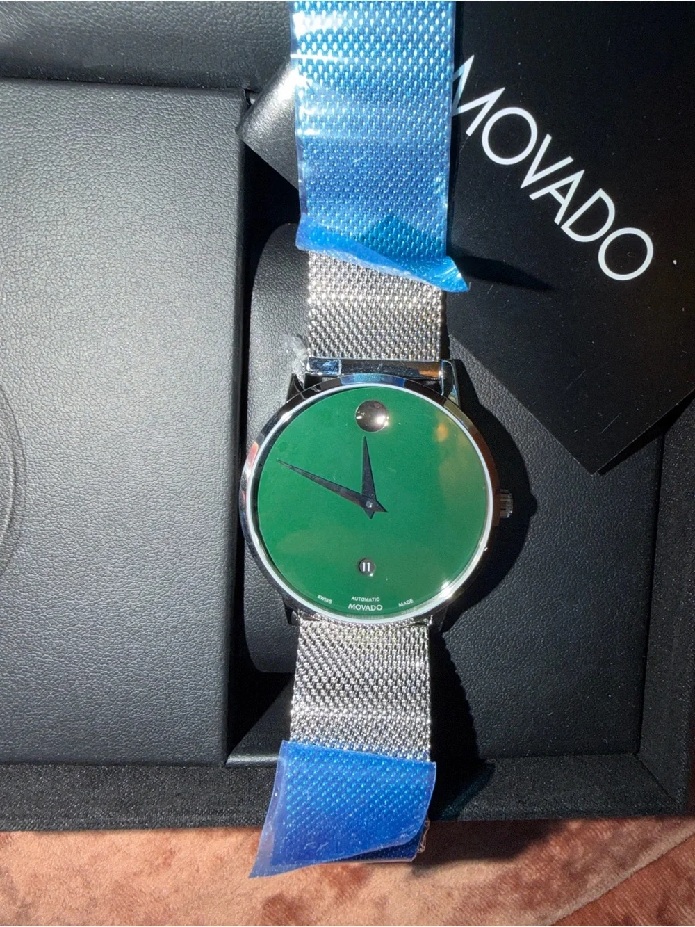 Movado Museum Classic Automatic Green Dial Swiss Watch 071.1.14.1592 NWT